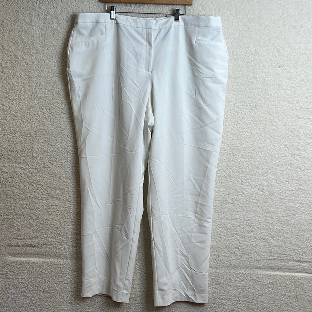 Alfani Womens Off White Elastic Waist Dress Slacks Pants 24W PLUS SIZE